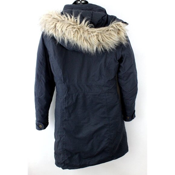 Marmot Women Jacket Chelsea 650 Fill Parka Down Hooded Faux Fur Blue Sz XS - Picture 8 of 15